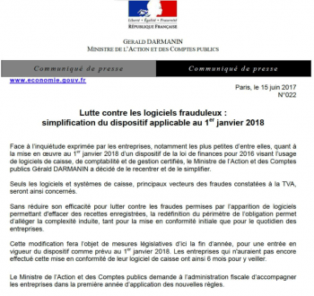 LOGICIEL ANTI-FRAUDE TVA La clarification de l'executif