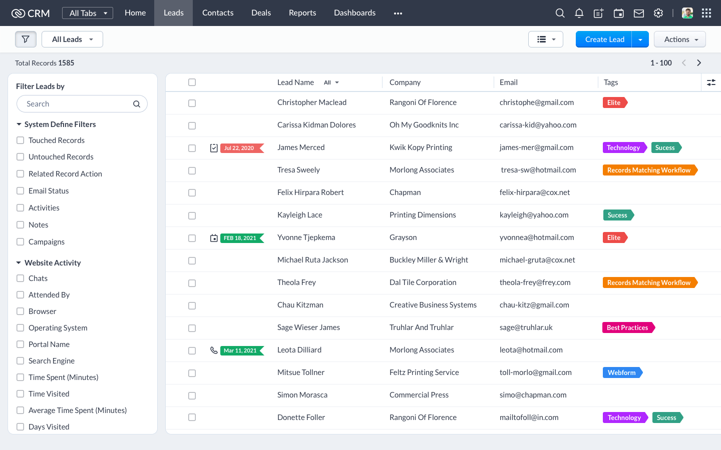 New features for list view in Zoho CRM New features for list view in Zoho CRM